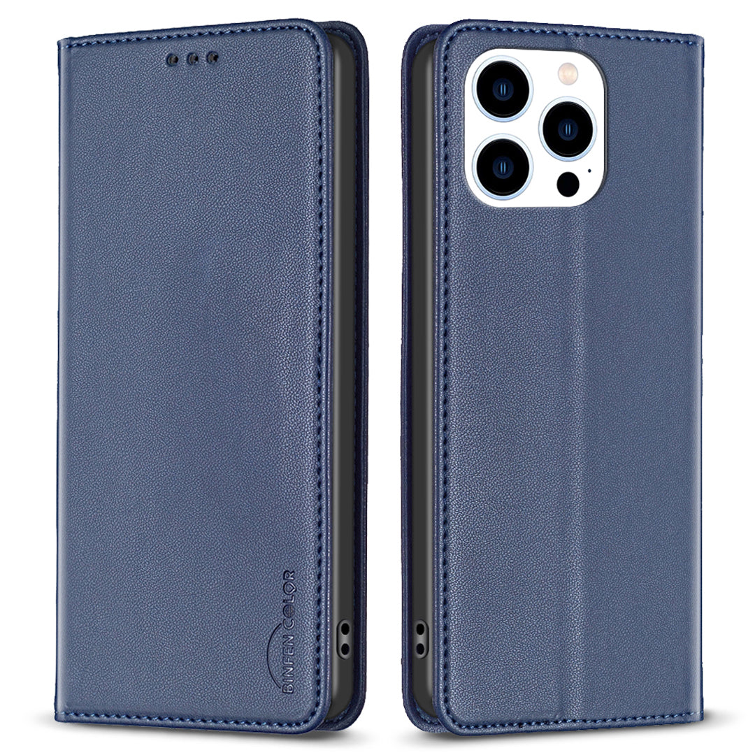 BINFEN COLOR BF18 til iPhone 14 Pro PU læderetui Kortholder Mobiltelefon Stand Cover