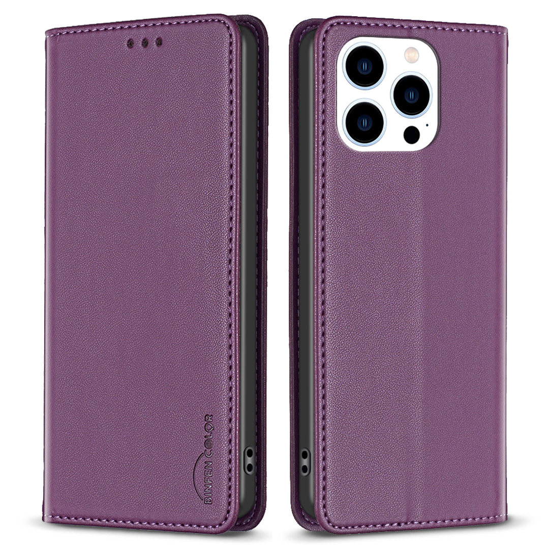 BINFEN COLOR BF18 til iPhone 14 Pro PU læderetui Kortholder Mobiltelefon Stand Cover