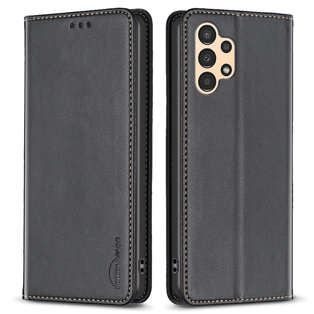 BINFEN COLOR BF18 for Samsung Galaxy A73 5G Phone Stand Case Card Holder PU Leather TPU Cover