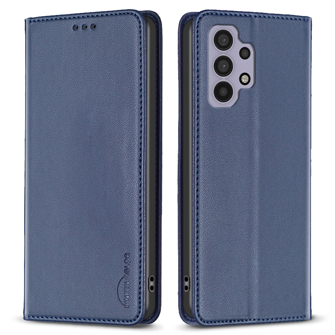 BINFEN COLOR BF18 for Samsung Galaxy A32 4G (EU Version) Card Holder Phone Case PU Leather Stand Cover