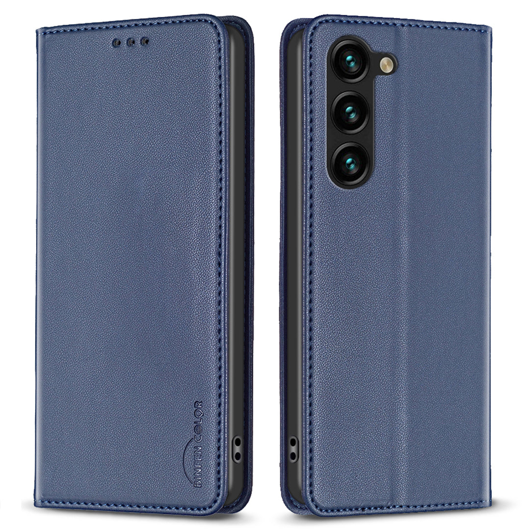 BINFEN COLOR BF18 For Samsung Galaxy S23 Phone Case PU Leather Card Slots Stand Cover