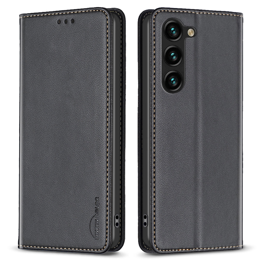 BINFEN COLOR BF18 For Samsung Galaxy S23 Phone Case PU Leather Card Slots Stand Cover