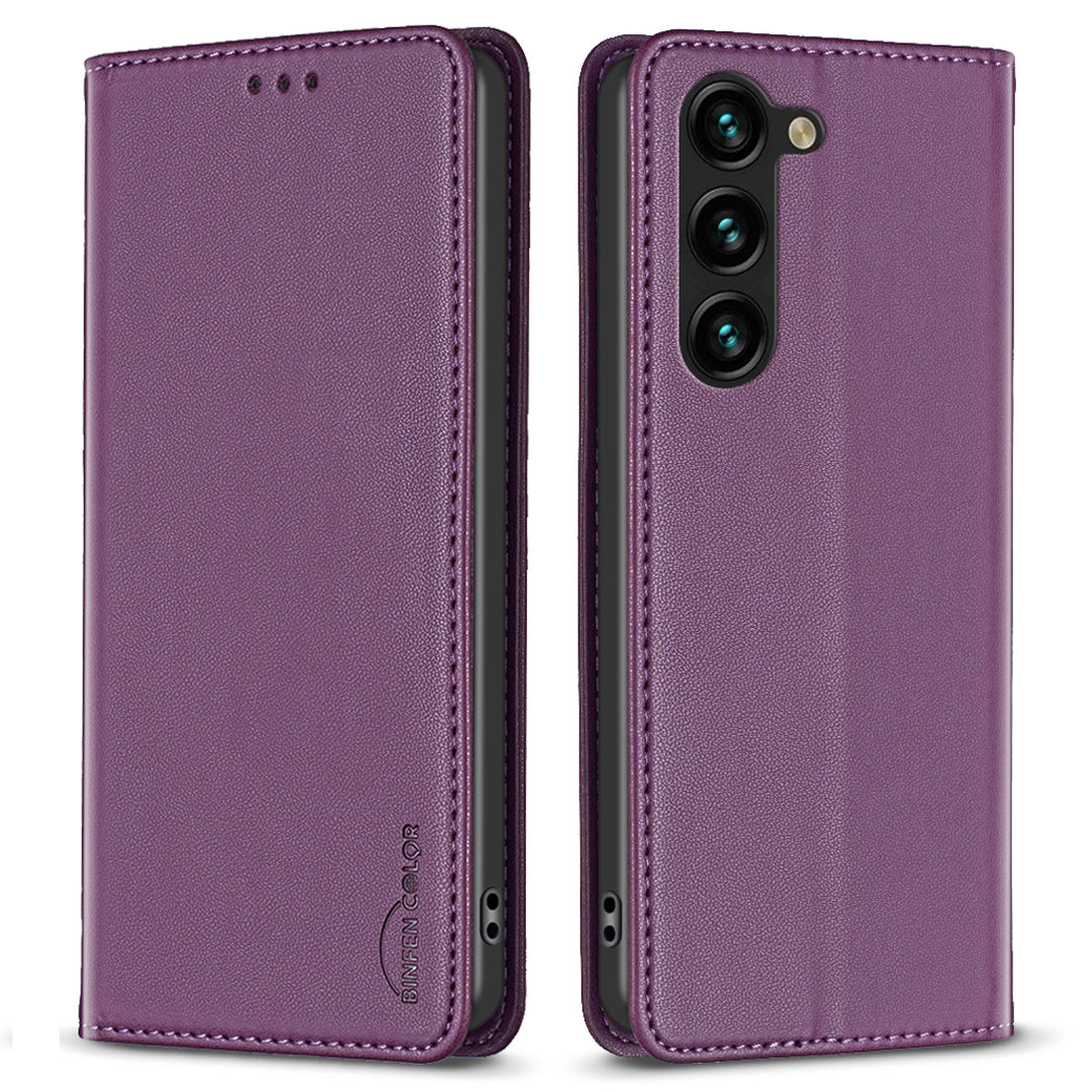 BINFEN COLOR BF18 For Samsung Galaxy S23 Phone Case PU Leather Card Slots Stand Cover