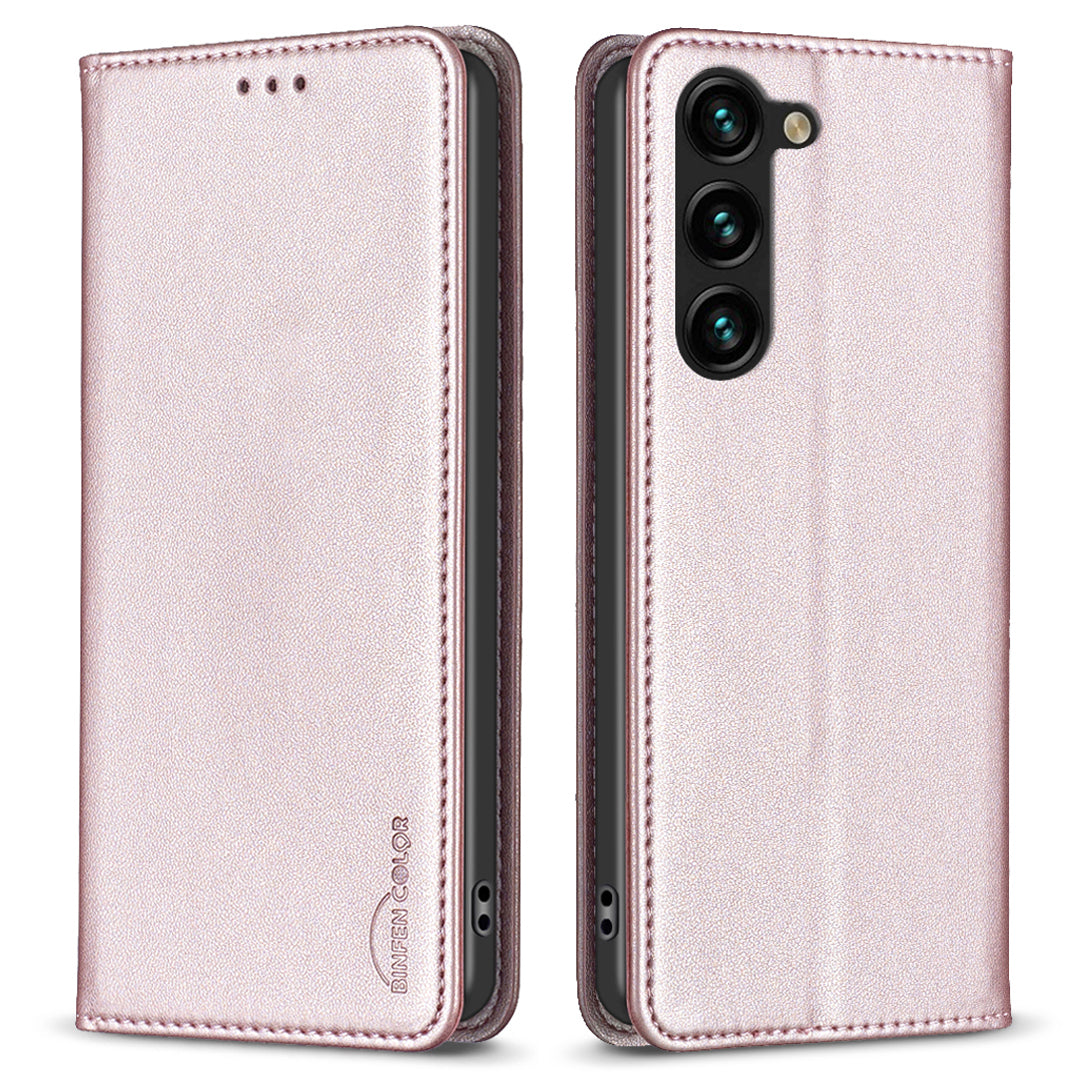 BINFEN COLOR BF18 For Samsung Galaxy S23 Phone Case PU Leather Card Slots Stand Cover