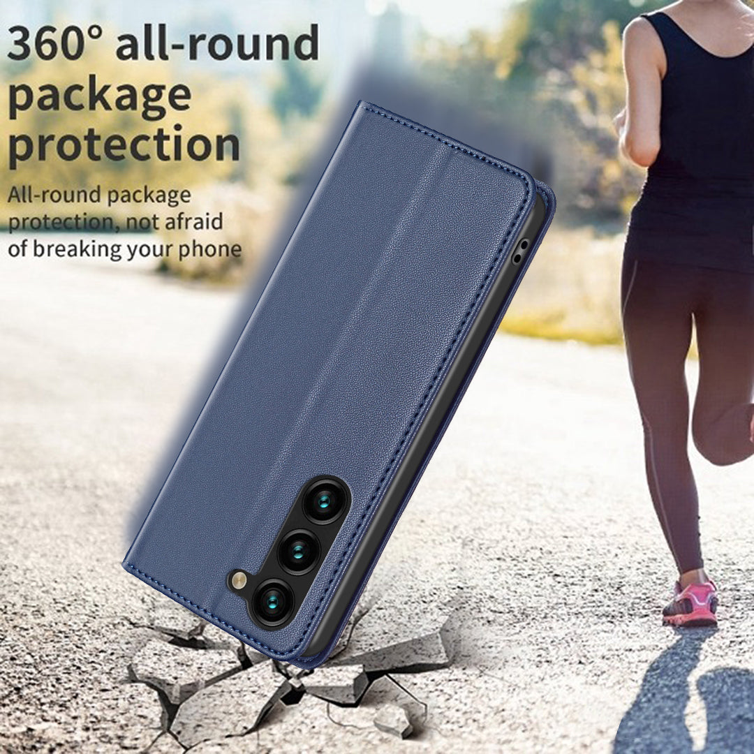 BINFEN COLOR BF18 For Samsung Galaxy S23 PU Leather Phone Case Card Slots Stand Folio Flip Cover