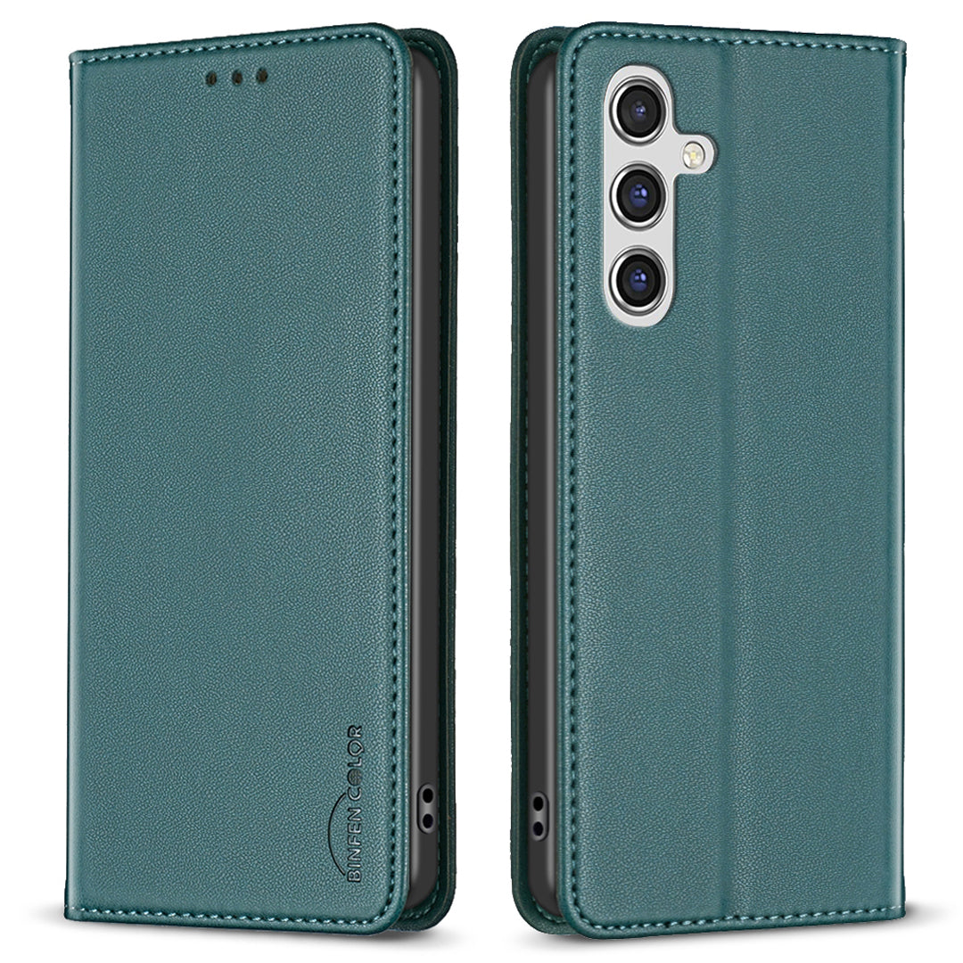 BINFEN COLOR BF18 For Samsung Galaxy A14 4G / 5G PU Leather Flip Cover Card Holder Stand Phone Case