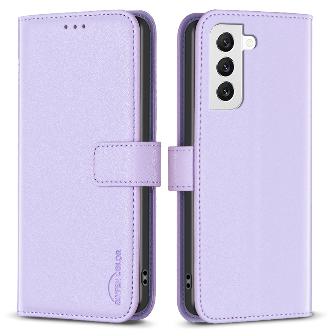 BINFEN COLOR BF17 For Samsung Galaxy S21 5G PU Leather Phone Cover Wallet Stand Magnetic Closure Phone Case
