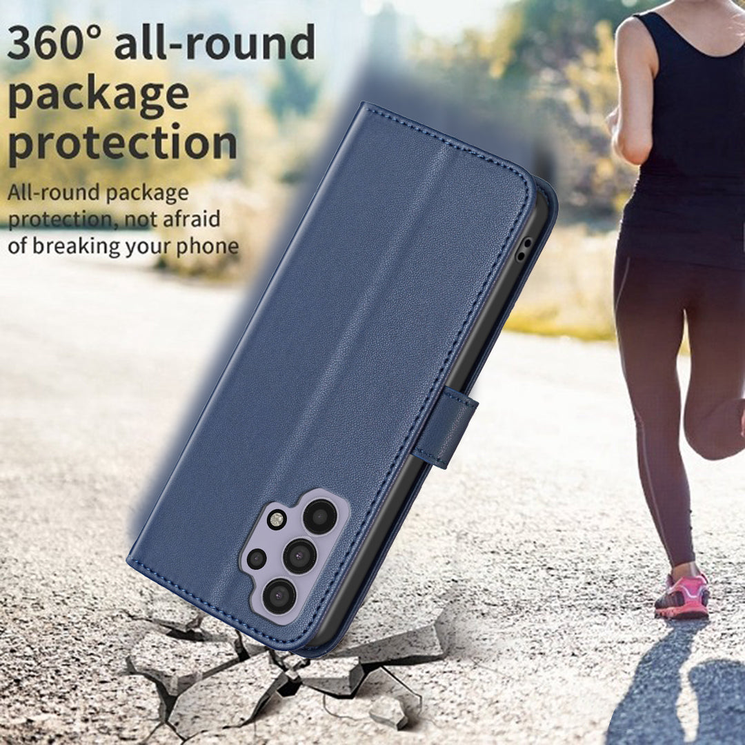 BINFEN COLOR BF17 Leather Case for Samsung Galaxy A32 4G (EU Version) Stand Wallet Cell Phone Cover