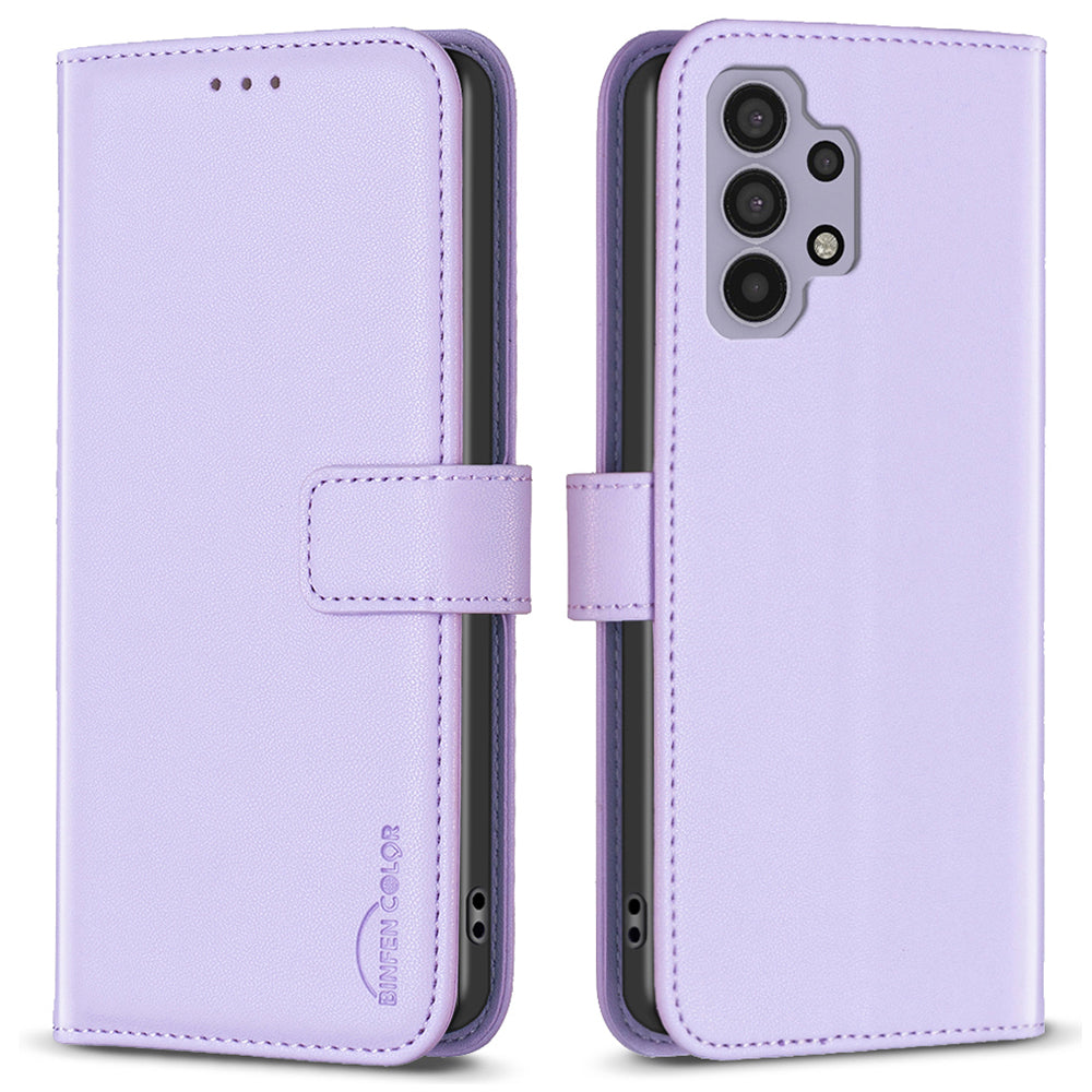 BINFEN COLOR BF17 Leather Case for Samsung Galaxy A32 4G (EU Version) Stand Wallet Cell Phone Cover