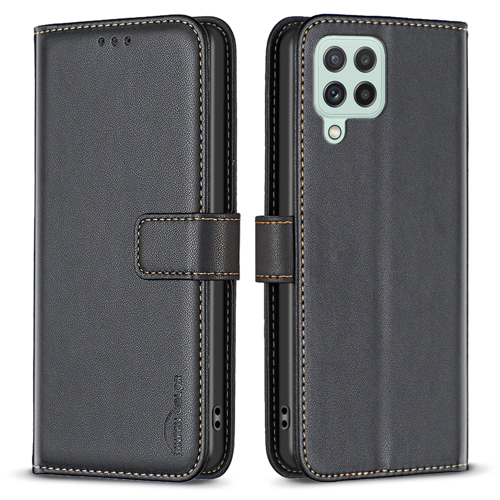 BINFEN COLOR BF17 For Samsung Galaxy A22 4G (EU Version) Wallet Phone Cover PU Leather Stand Case
