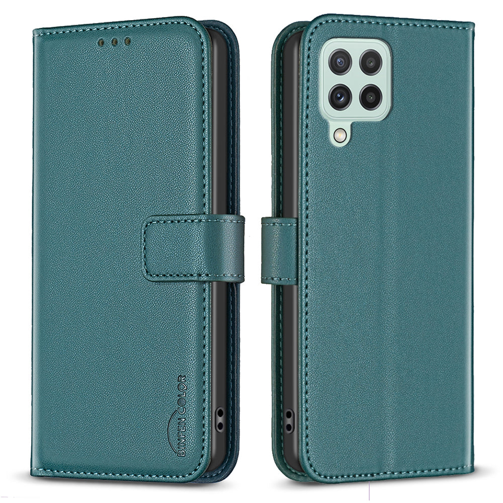 BINFEN COLOR BF17 For Samsung Galaxy A22 4G (EU Version) Wallet Phone Cover PU Leather Stand Case