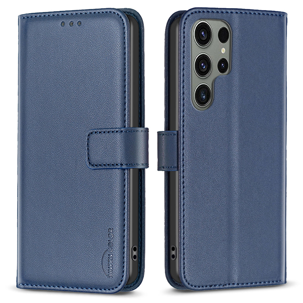 BINFEN COLOR BF17 For Samsung Galaxy S23 Ultra Phone Cover PU Leather Phone Case with Stand Wallet