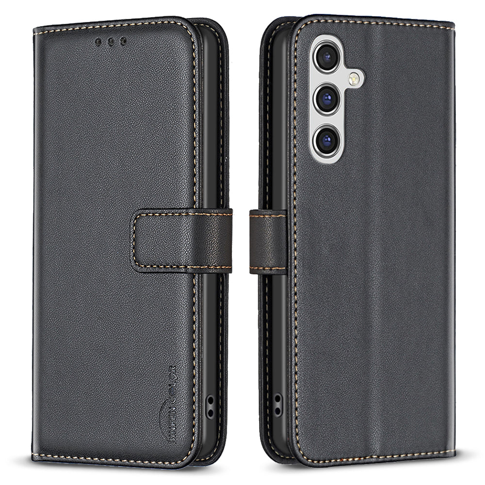 BINFEN COLOR BF17 For Samsung Galaxy A14 4G / 5G PU Leather Wallet Case Phone Cover with Stand