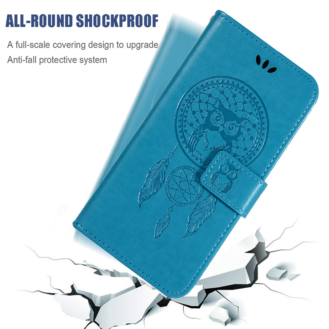 For Samsung Galaxy S23 Imprinted Owl Dream Catcher Pattern PU Leather Case Wallet Stand Flip Phone Cover
