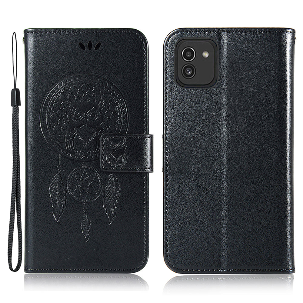For Samsung Galaxy A03 (164.2 x 75.9 x 9.1mm) / A04e 4G / M04 4G / F04 4G Wallet Stand Phone Cover Imprinted PU Leather Case