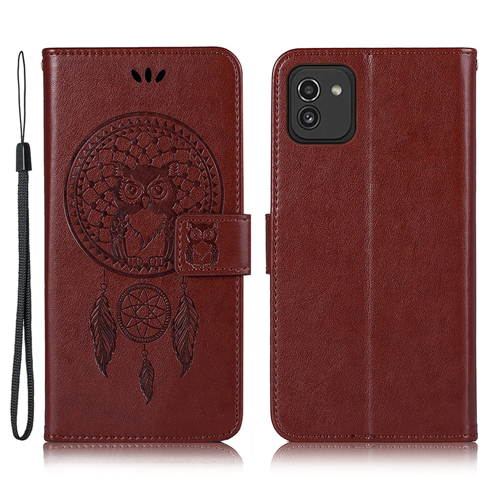 For Samsung Galaxy A03 (164.2 x 75.9 x 9.1mm) / A04e 4G / M04 4G / F04 4G Wallet Stand Phone Cover Imprinted PU Leather Case