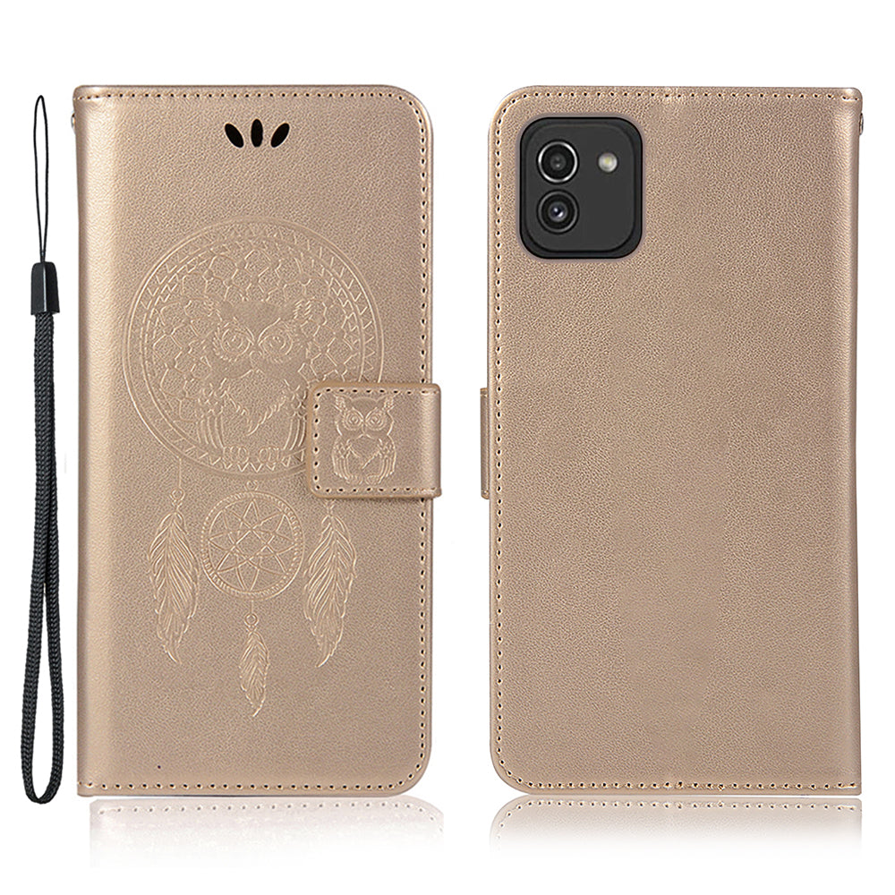 For Samsung Galaxy A03 (164.2 x 75.9 x 9.1mm) / A04e 4G / M04 4G / F04 4G Wallet Stand Phone Cover Imprinted PU Leather Case