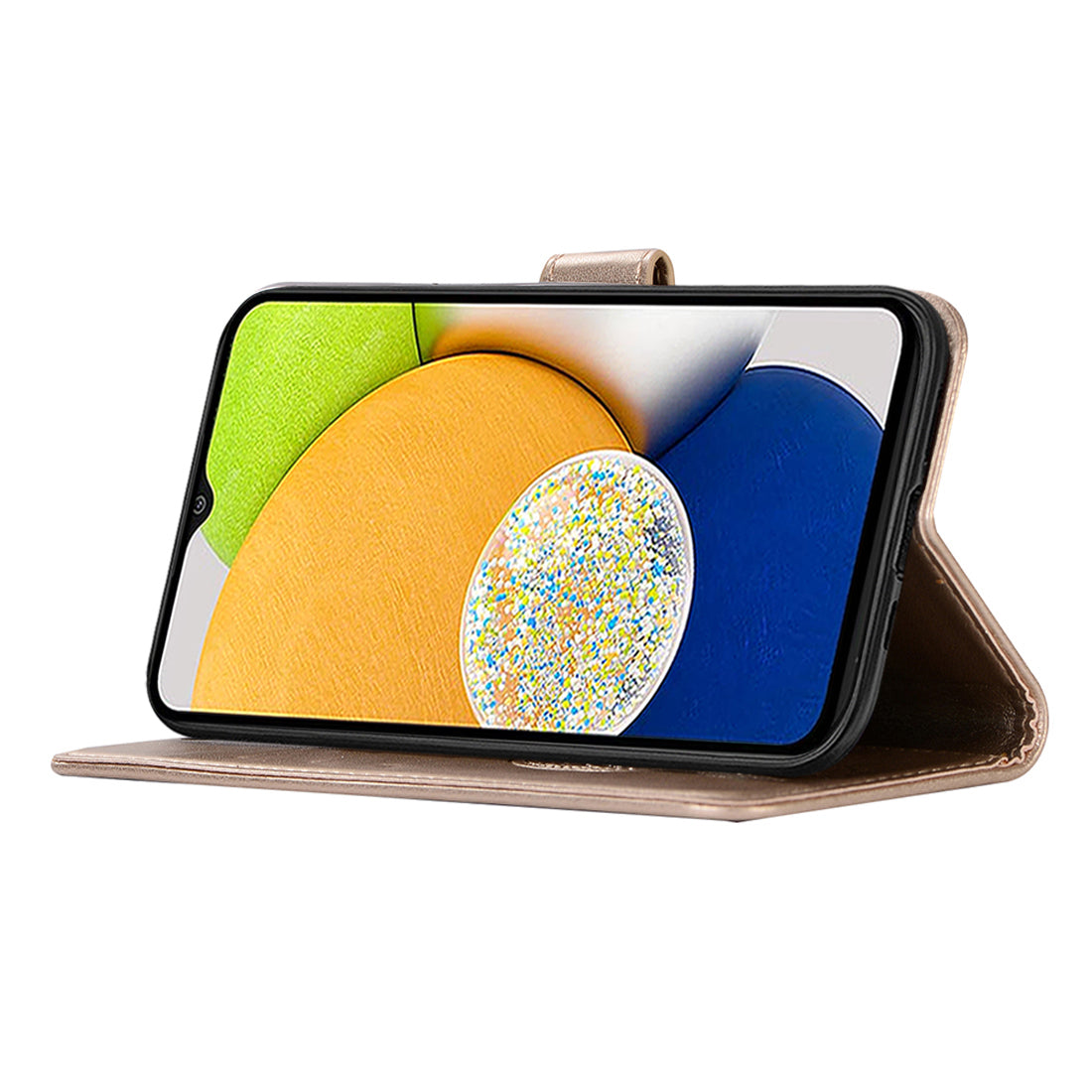 For Samsung Galaxy A03 (164.2 x 75.9 x 9.1mm) / A04e 4G / M04 4G / F04 4G Wallet Stand Phone Cover Imprinted PU Leather Case