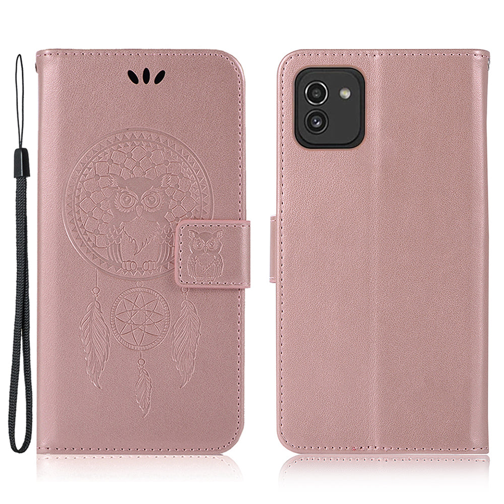 For Samsung Galaxy A03 (164.2 x 75.9 x 9.1mm) / A04e 4G / M04 4G / F04 4G Wallet Stand Phone Cover Imprinted PU Leather Case