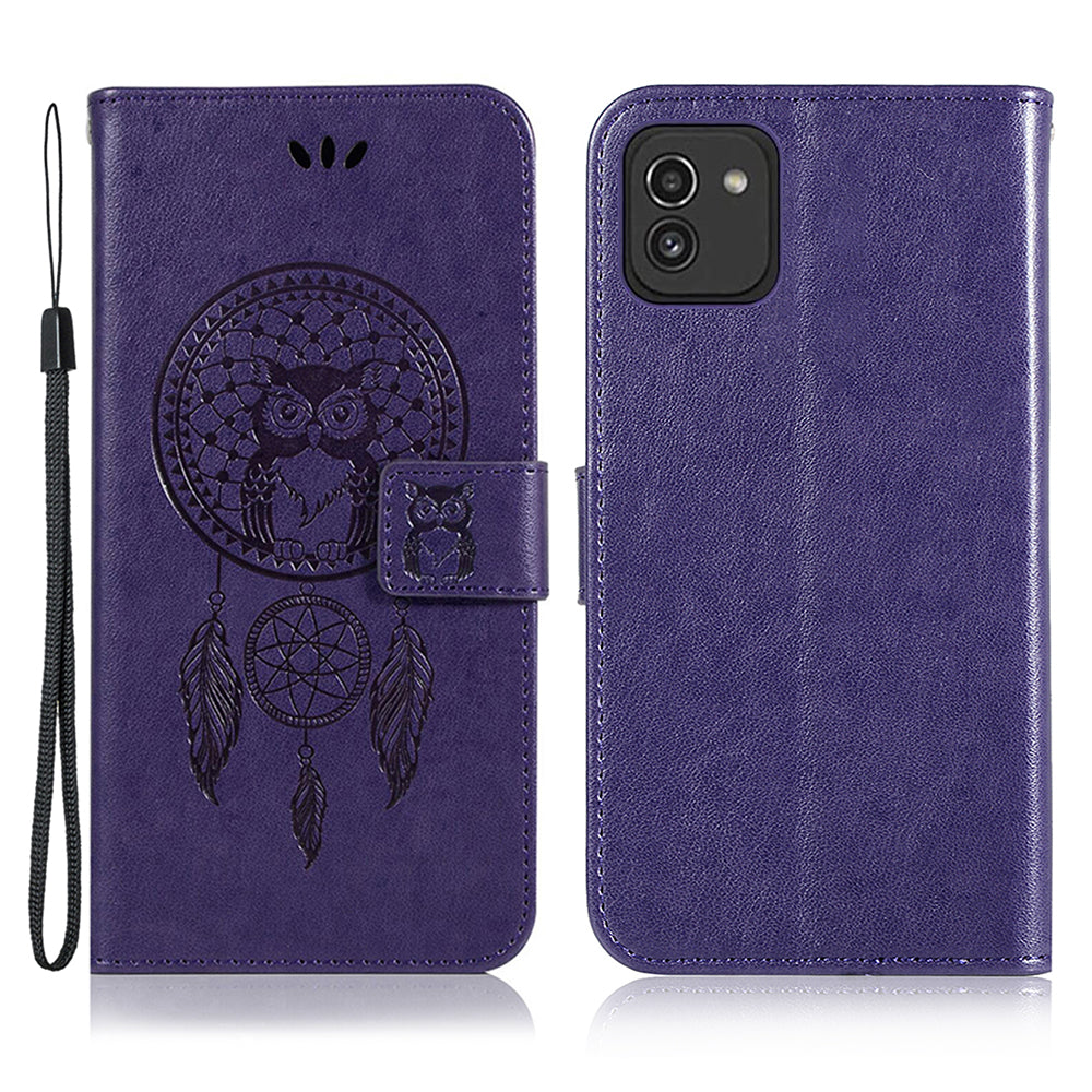 For Samsung Galaxy A03 (164.2 x 75.9 x 9.1mm) / A04e 4G / M04 4G / F04 4G Wallet Stand Phone Cover Imprinted PU Leather Case