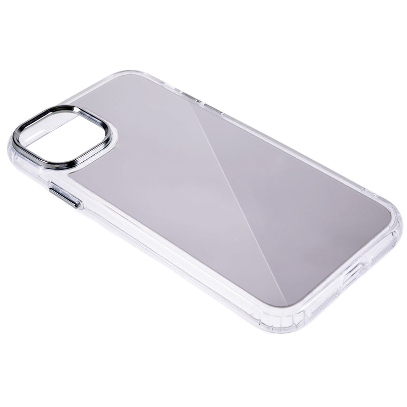 For iPhone 14 Plus TPU+Acrylic Phone Case Electroplating Mirror Design Slim Phone Cover