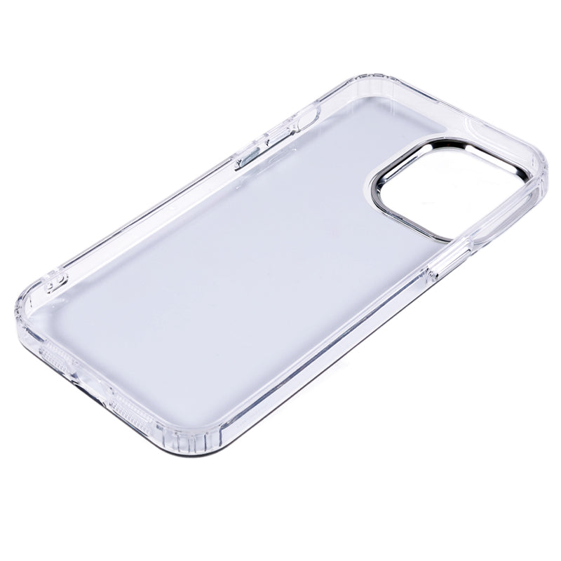 For iPhone 14 Plus TPU+Acrylic Phone Case Electroplating Mirror Design Slim Phone Cover