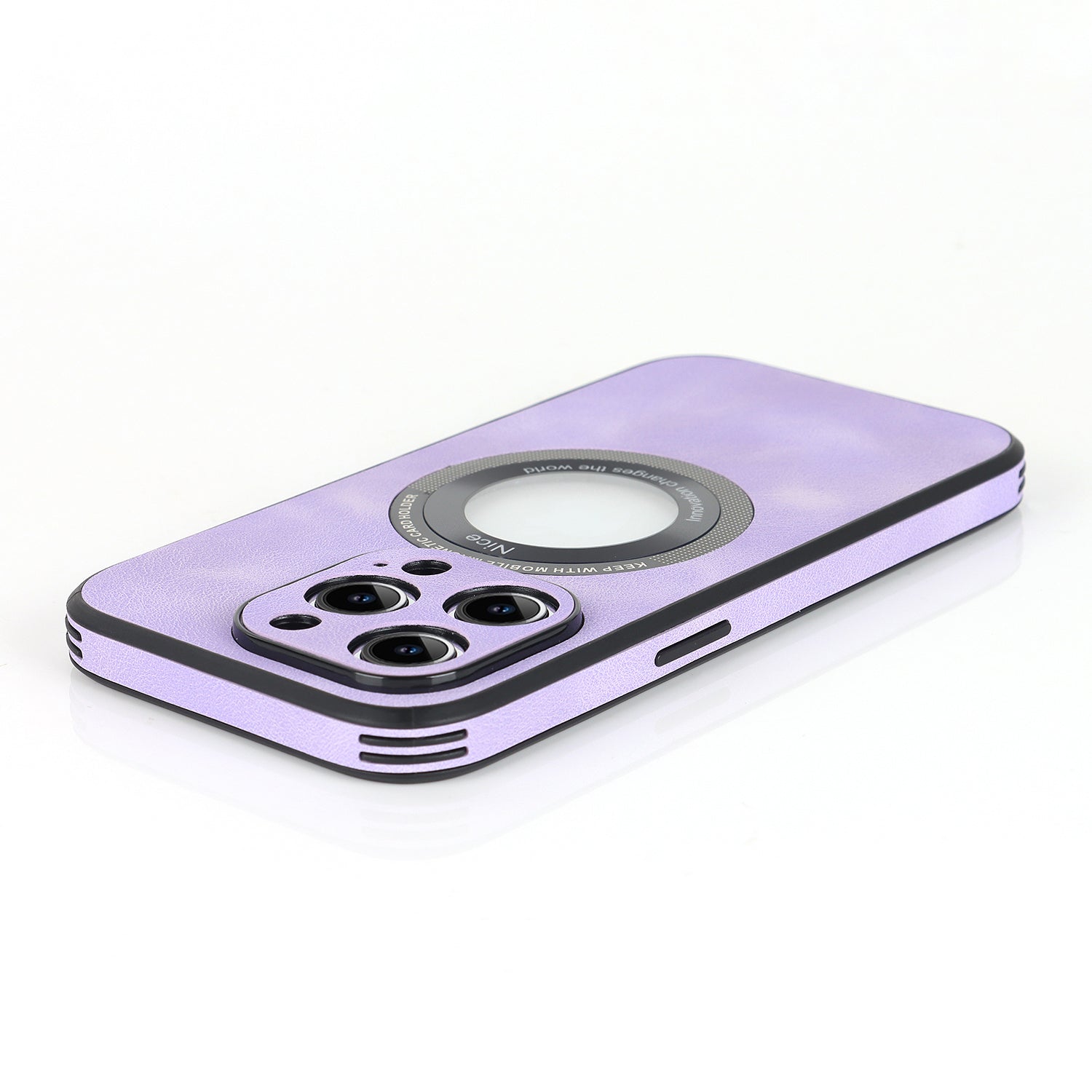 For iPhone 12 Pro Logo View Slim Magnetic Phone Case PU Leather+PC+TPU Shockproof Cover