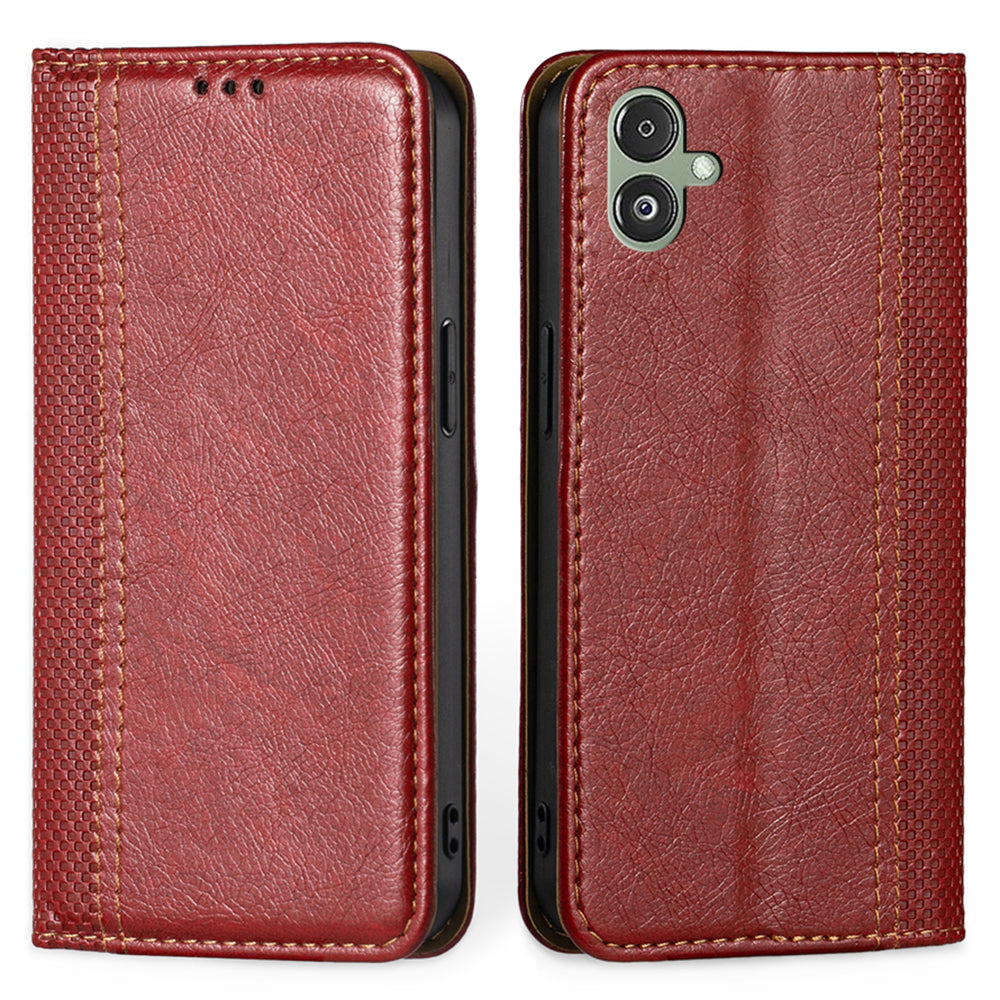 Pro Samsung Galaxy F14 5G Pouzdro na telefon proti poškrábání kostkovaný vzor PU kožený magnetický stojánek Kryt slotu na kartu