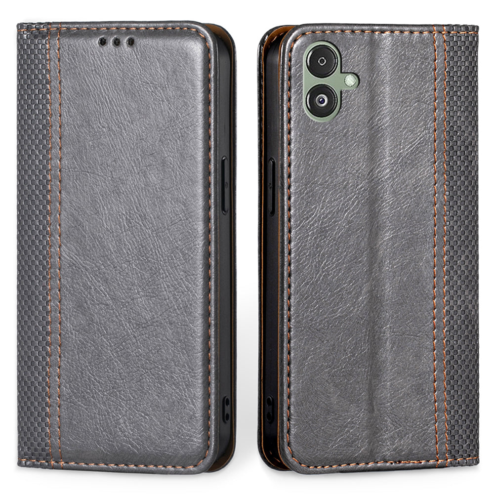 Pro Samsung Galaxy F14 5G Pouzdro na telefon proti poškrábání kostkovaný vzor PU kožený magnetický stojánek Kryt slotu na kartu