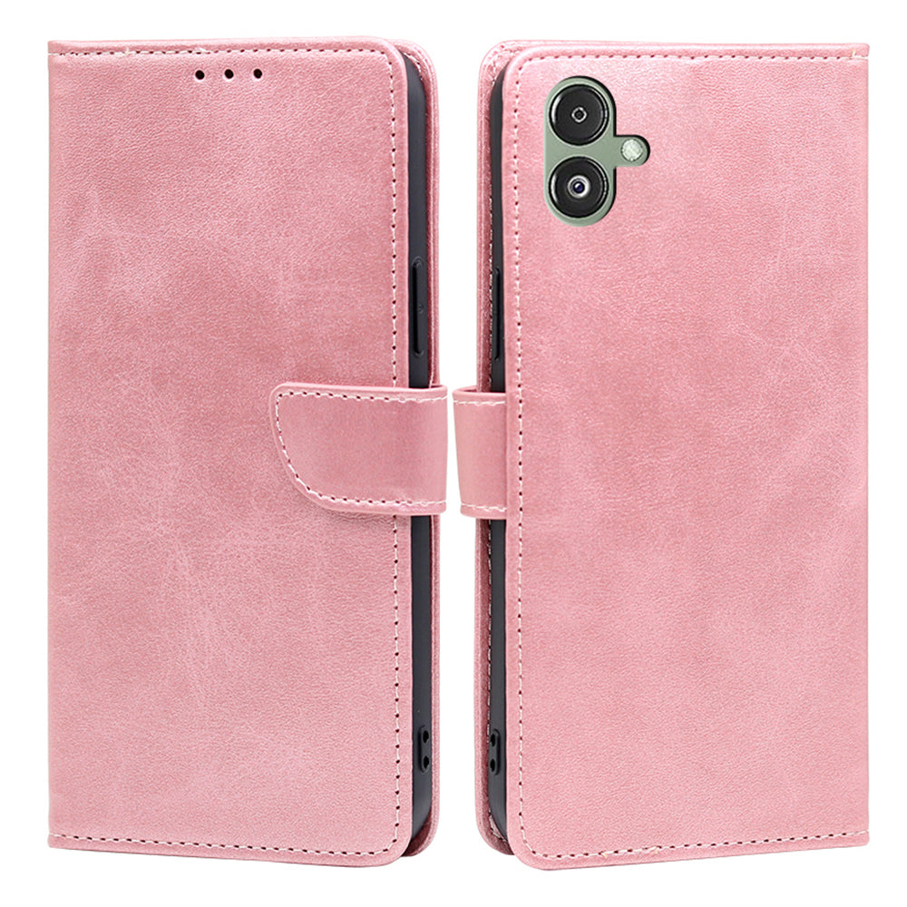 For Samsung Galaxy F14 5G Magnetic Protective Cover Calf Texture Stand Wallet PU Leather TPU Phone Case