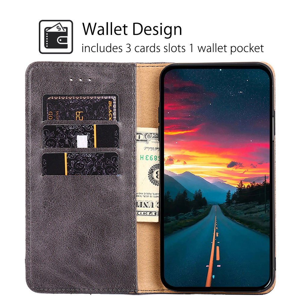 For Samsung Galaxy F14 5G PU Leather Phone Cover Triangle Stitching Line Stand Wallet Case