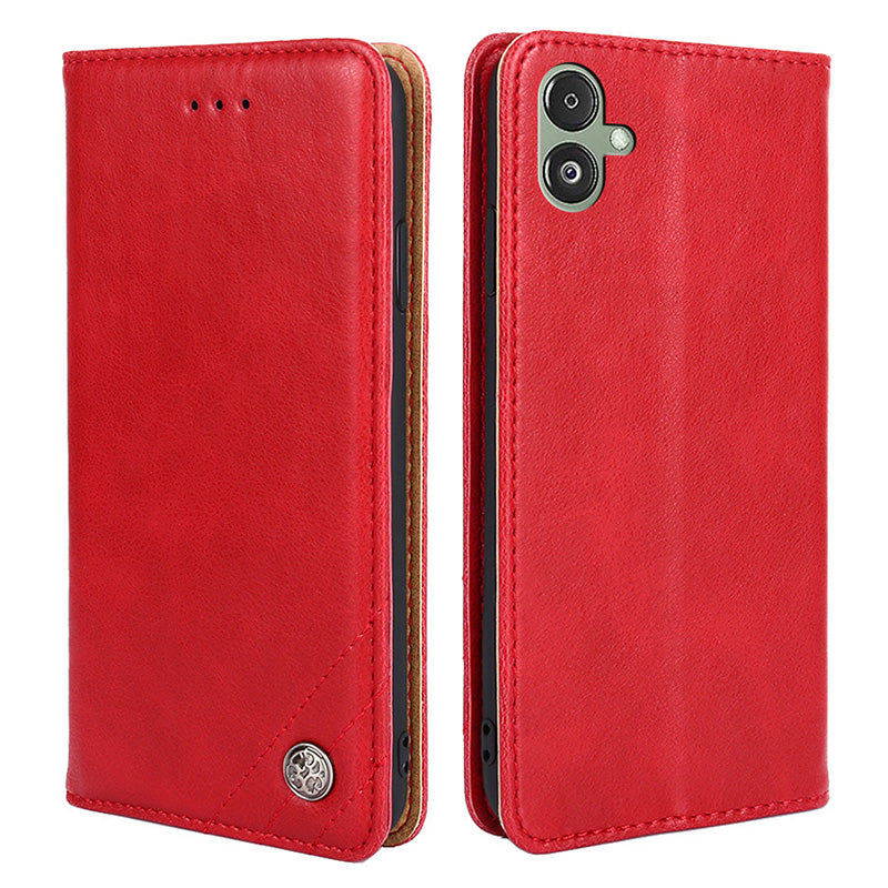 For Samsung Galaxy F14 5G PU Leather Phone Cover Triangle Stitching Line Stand Wallet Case