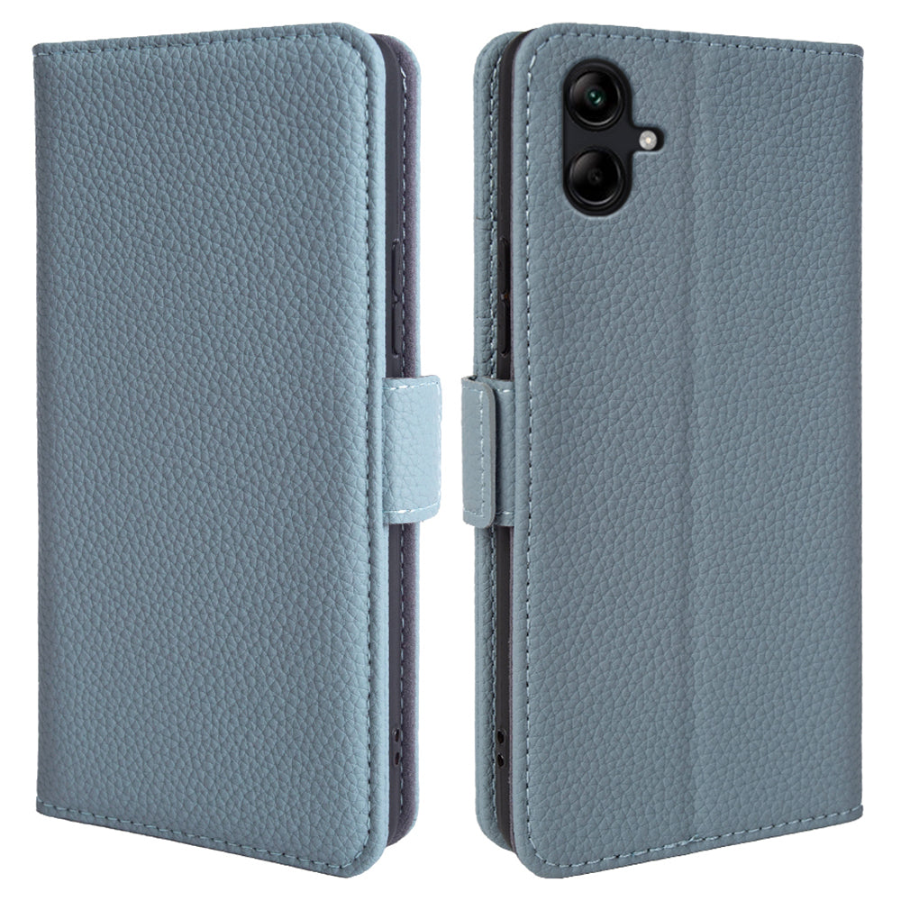 Pouzdro na peněženku pro Samsung Galaxy A04 4G (164,4 x 76,3 x 9,1 mm) Litchi Texture Stojánek na telefon z pravé hovězí kůže