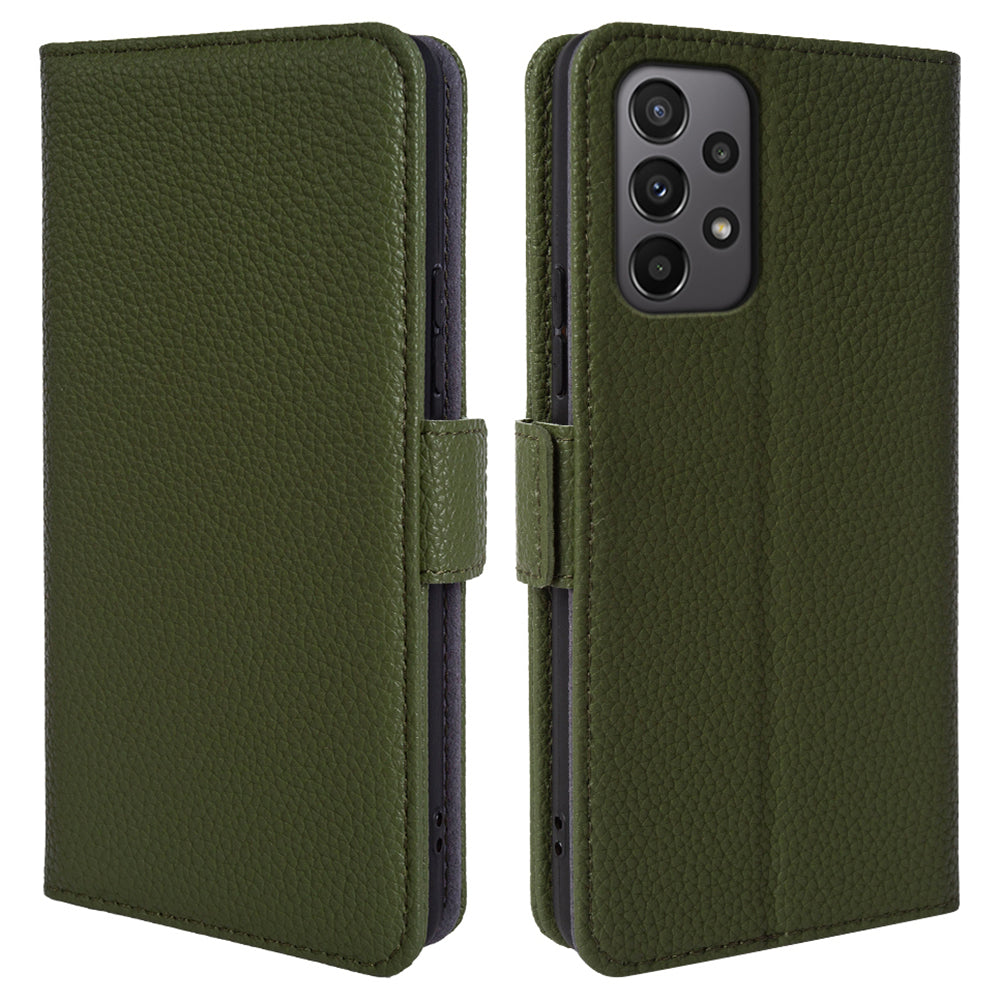 For Samsung Galaxy A23 4G / A23 5G (Global Version) Litchi Texture Wallet Case Genuine Cow Leather Stand Phone Cover