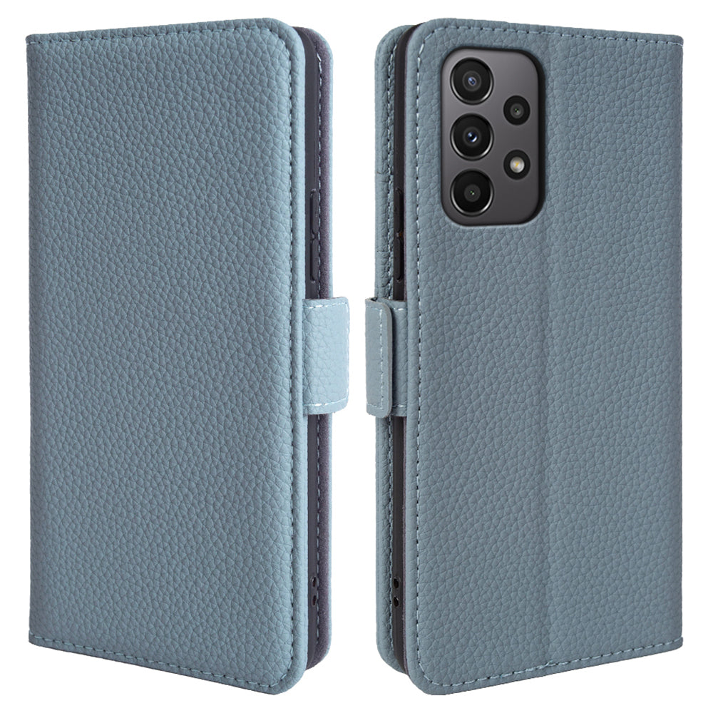 For Samsung Galaxy A23 4G / A23 5G (Global Version) Litchi Texture Wallet Case Genuine Cow Leather Stand Phone Cover