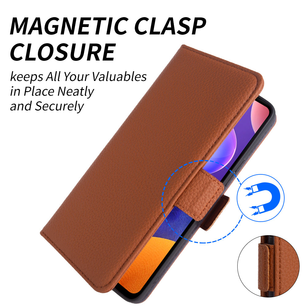 For Samsung Galaxy A13 4G Litchi Texture Anti-drop Wallet Case Genuine Cow Leather Stand Phone Cover