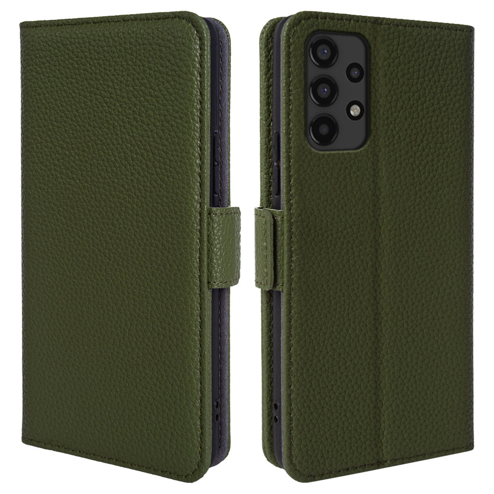 For Samsung Galaxy A13 4G Litchi Texture Anti-drop Wallet Case Genuine Cow Leather Stand Phone Cover