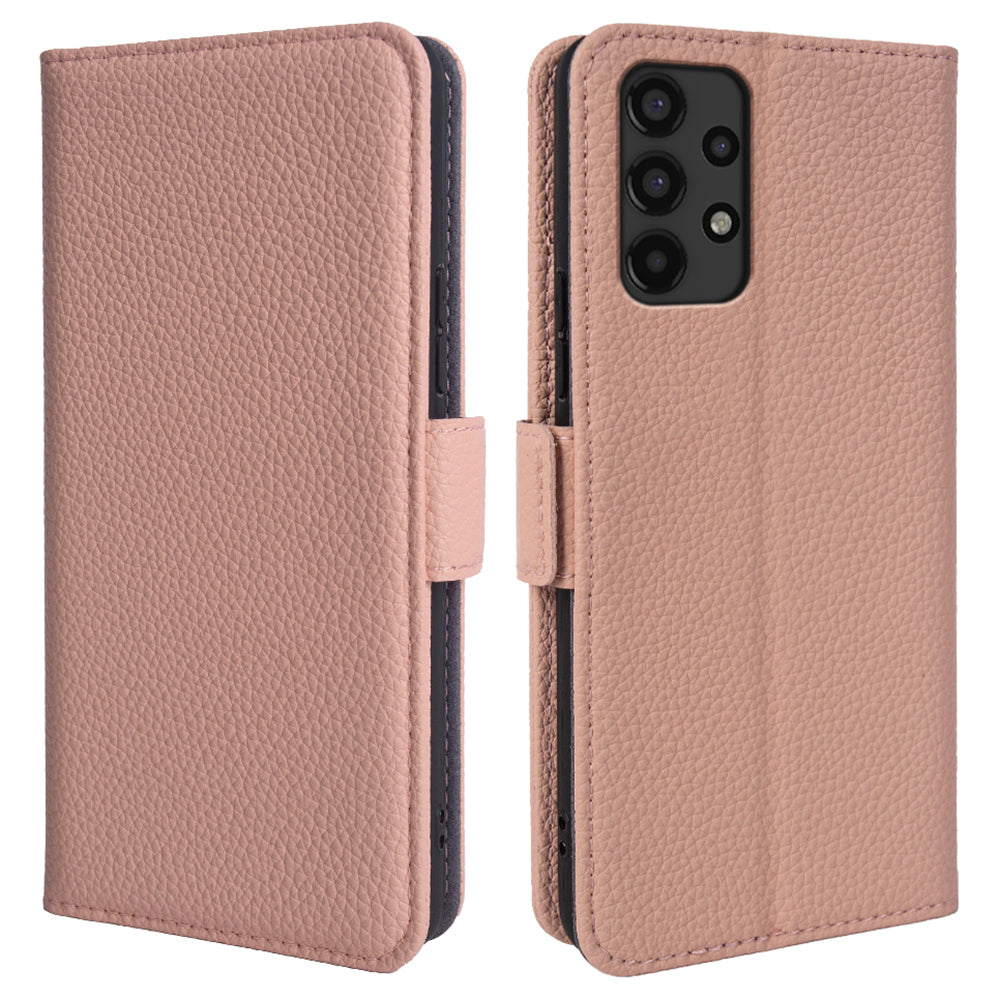 For Samsung Galaxy A13 4G Litchi Texture Anti-drop Wallet Case Genuine Cow Leather Stand Phone Cover