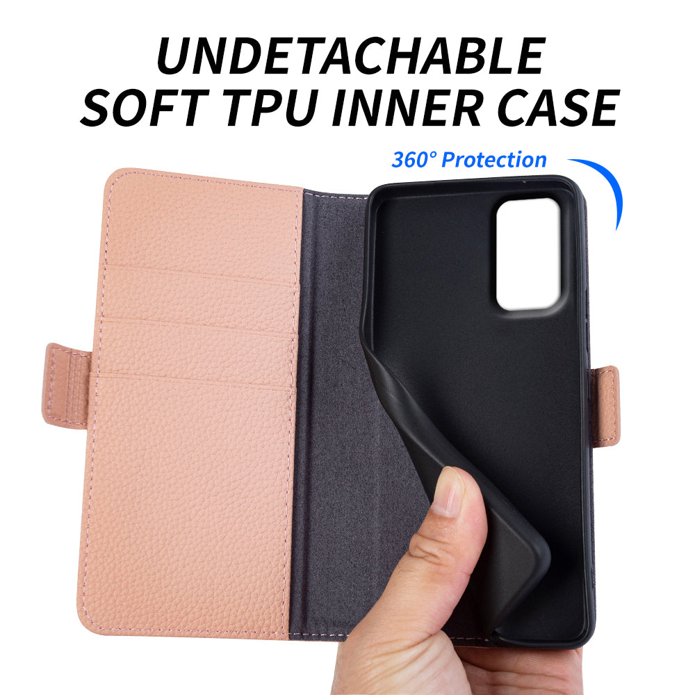 For Samsung Galaxy A13 4G Litchi Texture Anti-drop Wallet Case Genuine Cow Leather Stand Phone Cover