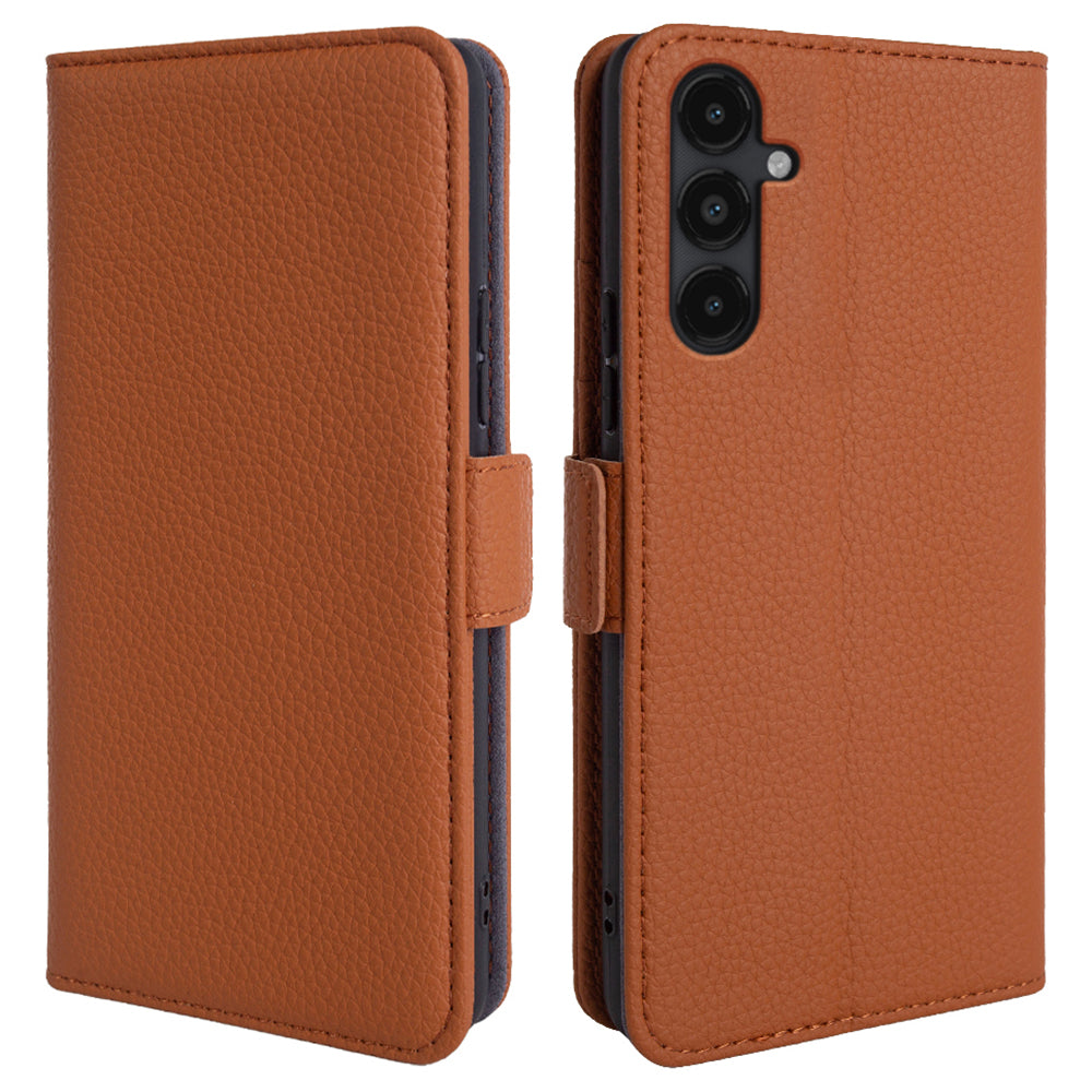 For Samsung Galaxy A13 5G Litchi Texture Phone Wallet Cover Stand Case Genuine Cow Leather Shell