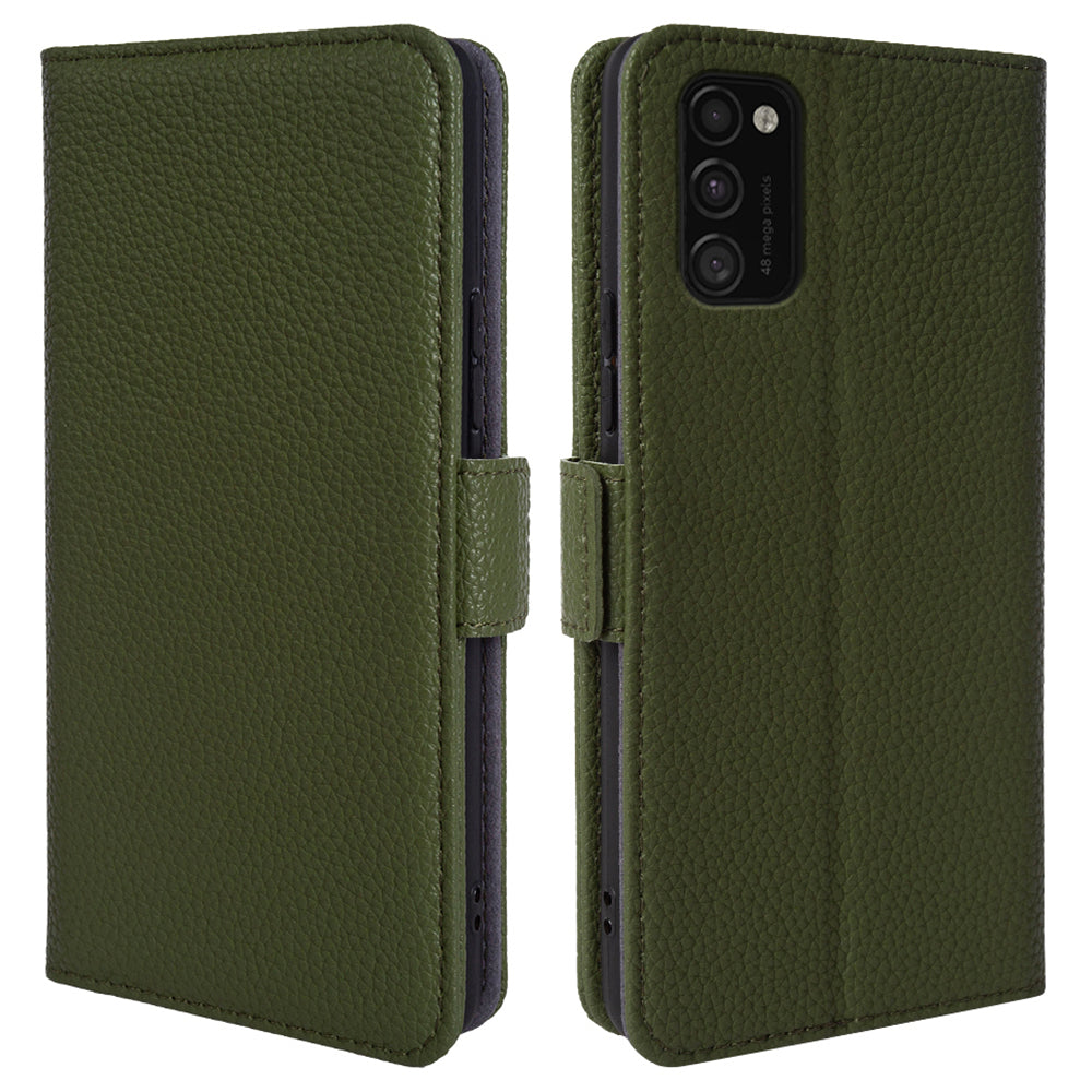 For Samsung Galaxy M21 / M21 2021 / M30s Litchi Texture Genuine Cow Leather TPU Phone Wallet Stand Case
