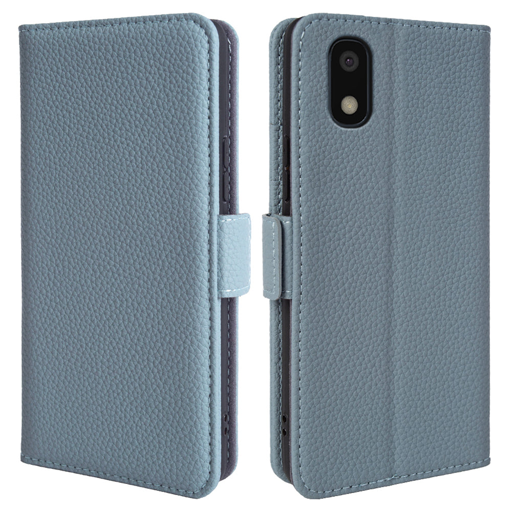 Protective Cover for Samsung Galaxy A10 Genuine Cow Leather TPU Litchi Texture Wallet Phone Stand Case