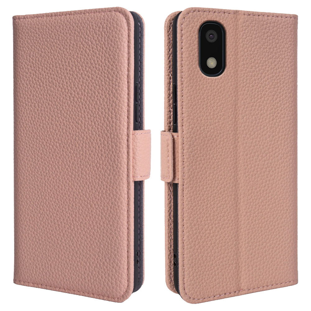 Protective Cover for Samsung Galaxy A10 Genuine Cow Leather TPU Litchi Texture Wallet Phone Stand Case