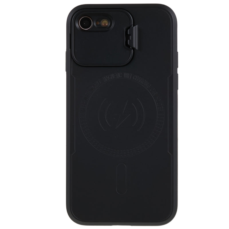 For iPhone 7 8 SE (2020) (2022) Lens Frame Kickstand Back Cover PC+TPU Anti-drop Phone Case Compatible with MagSafe