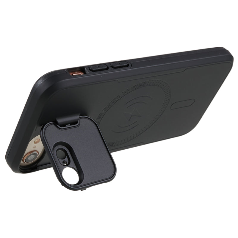 For iPhone 7 8 SE (2020) (2022) Lens Frame Kickstand Back Cover PC+TPU Anti-drop Phone Case Compatible with MagSafe