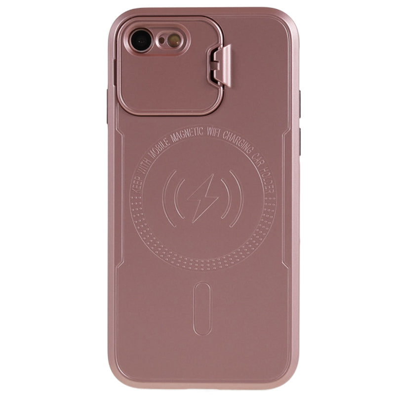 For iPhone 7 8 SE (2020) (2022) Lens Frame Kickstand Back Cover PC+TPU Anti-drop Phone Case Compatible with MagSafe