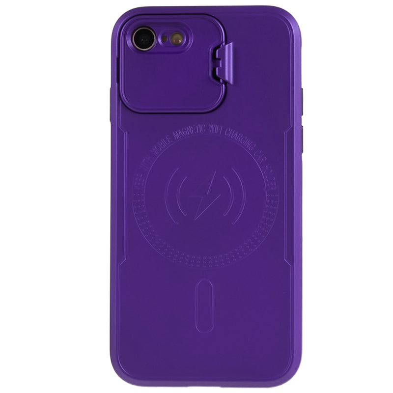 For iPhone 7 8 SE (2020) (2022) Lens Frame Kickstand Back Cover PC+TPU Anti-drop Phone Case Compatible with MagSafe