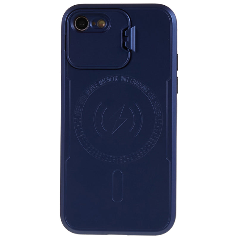 For iPhone 7 8 SE (2020) (2022) Lens Frame Kickstand Back Cover PC+TPU Anti-drop Phone Case Compatible with MagSafe