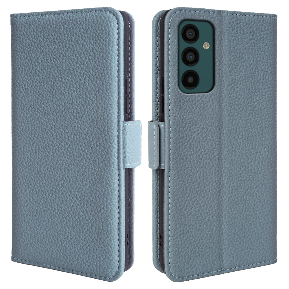 Litchi Texture Cover for Samsung Galaxy M23 5G / F23 5G Genuine Cow Leather TPU Wallet Stand Phone Case