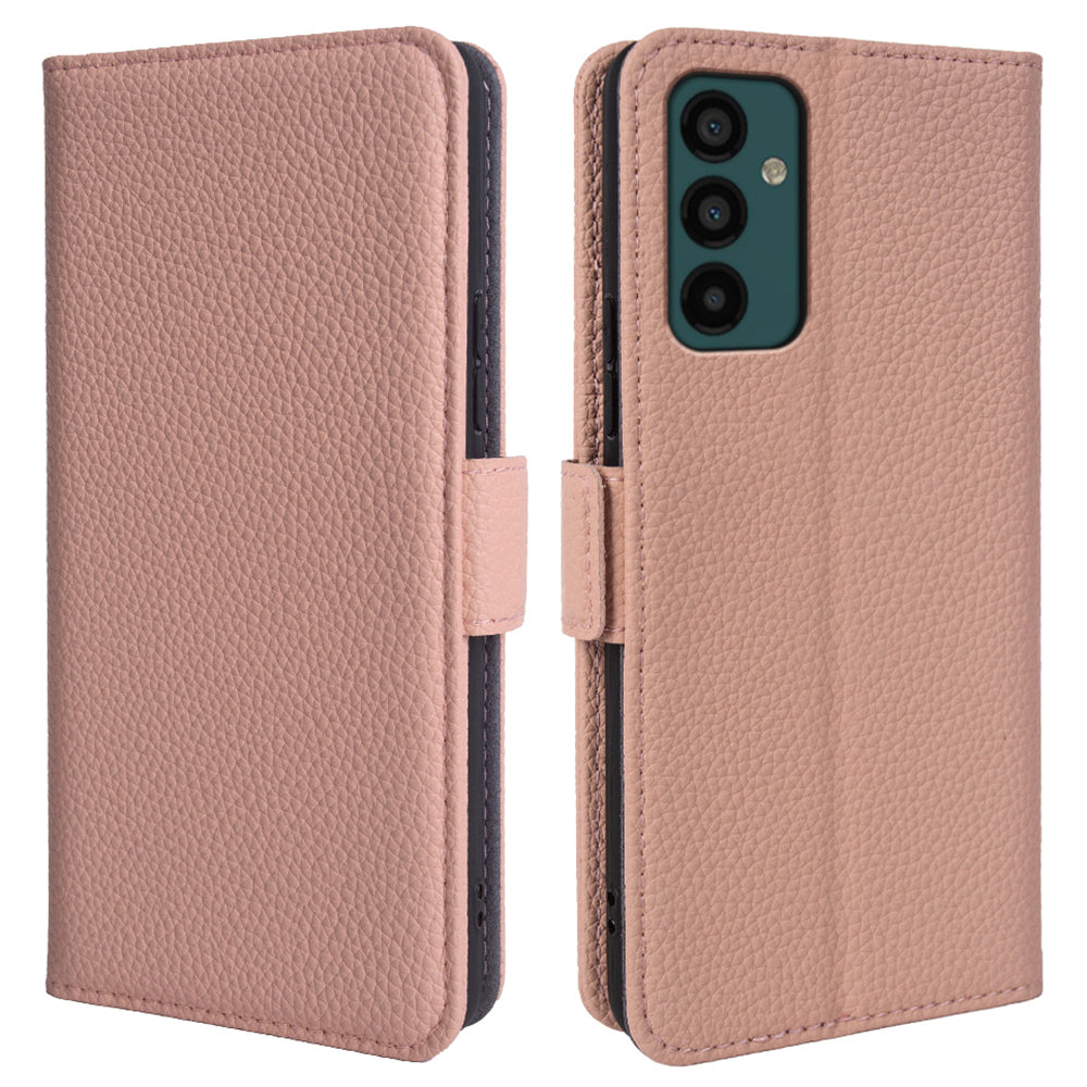 Litchi Texture Cover for Samsung Galaxy M23 5G / F23 5G Genuine Cow Leather TPU Wallet Stand Phone Case
